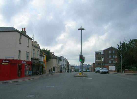 Edward Street in Brighton looking along the road, a busy east to west route through the city centre