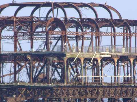 Rusted ironwork detail of the West Pier ruin