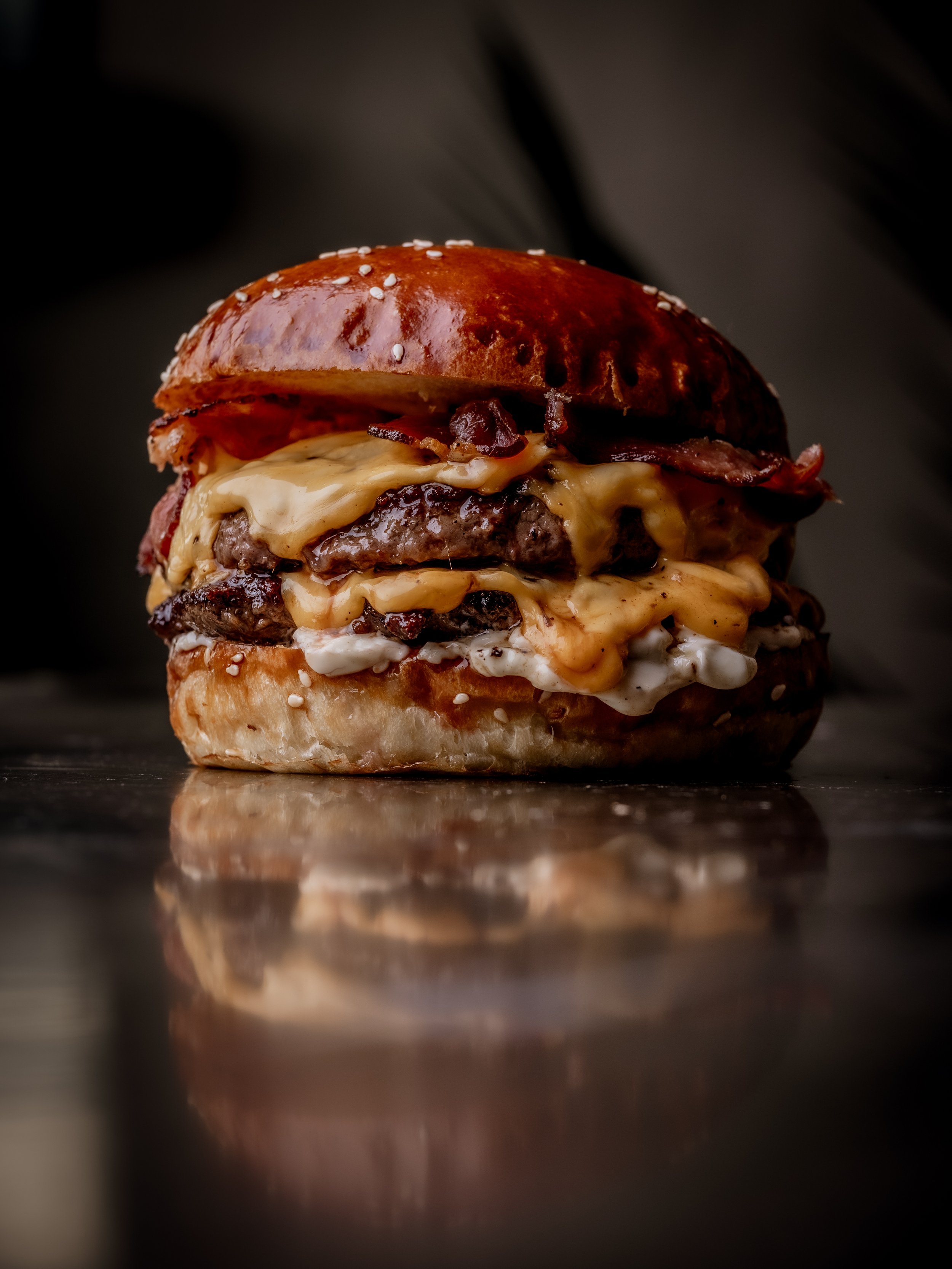 Burger & Beyond double bacon cheeseburger made with dry-aged beef and crispy bacon. Photo: Burger & Beyond